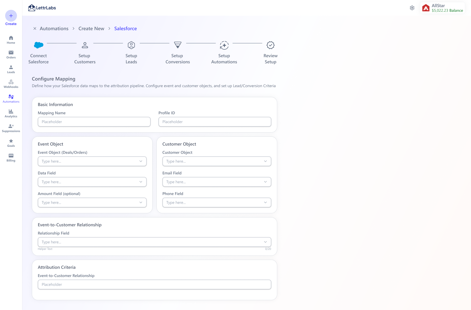 V1: hand-map event and customer objects and every field